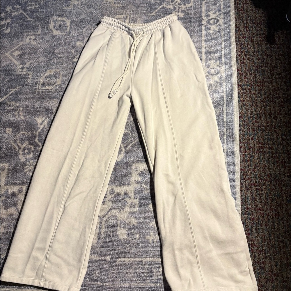 Cream Wide-Leg Pants